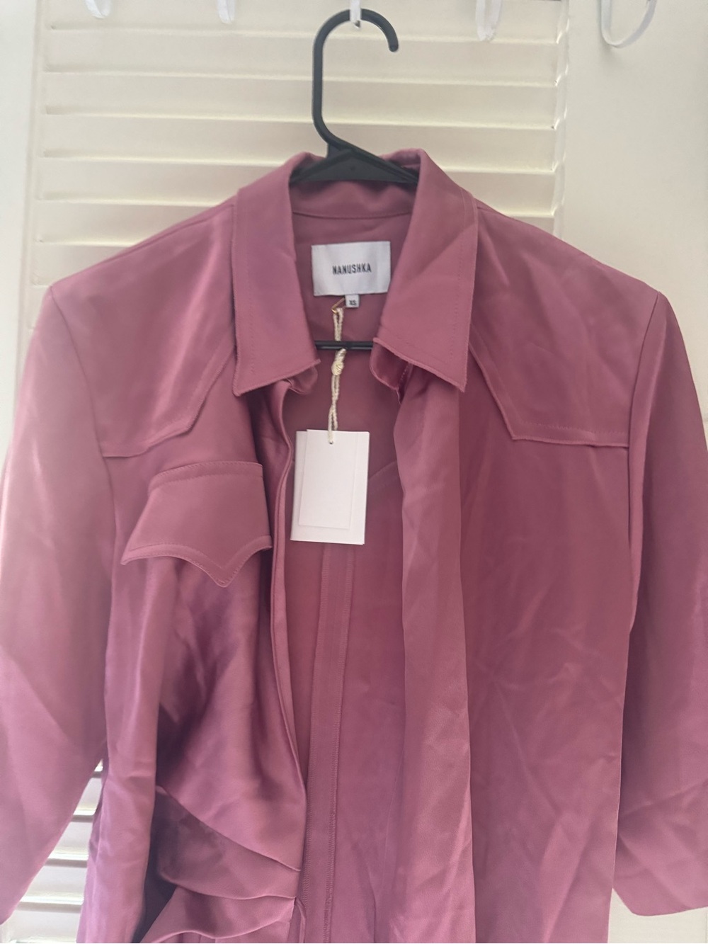 Nanushka Rose-Mauve Utility Shirt Jacket